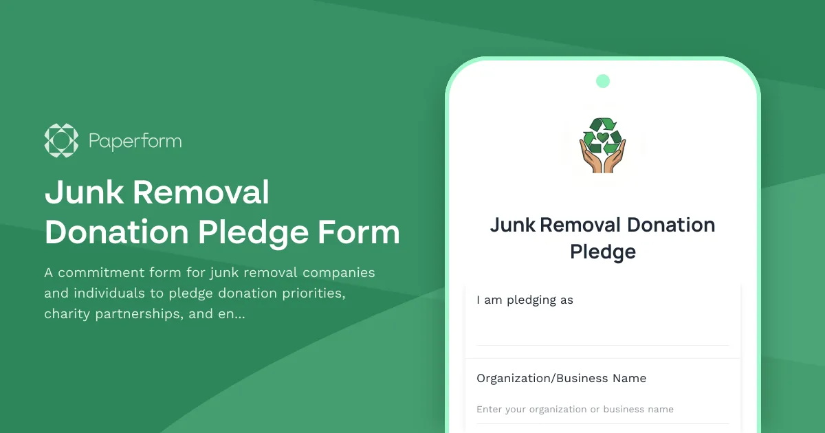 Junk Removal Donation Pledge Form
