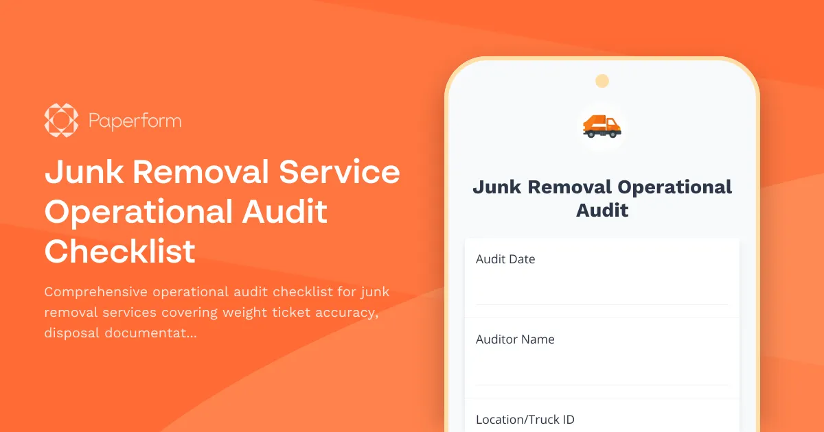 Junk Removal Service Operational Audit Checklist