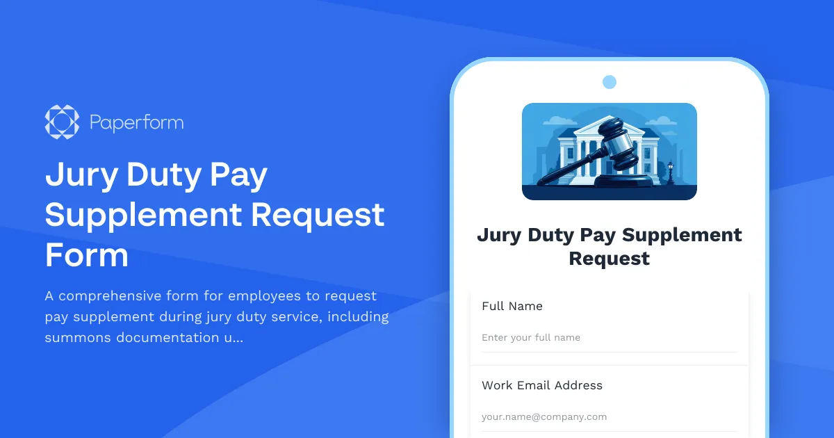 Jury Duty Pay Supplement Request Form