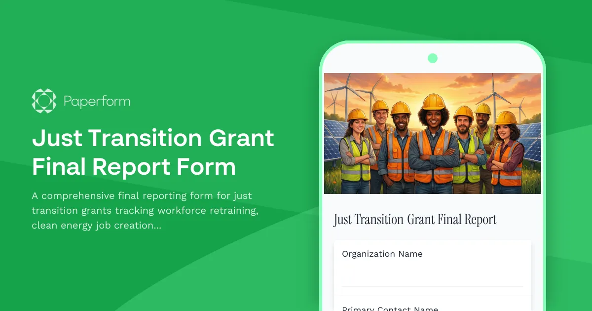Just Transition Grant Final Report Form