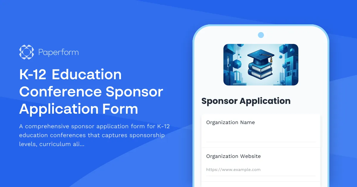 K-12 Education Conference Sponsor Application Form