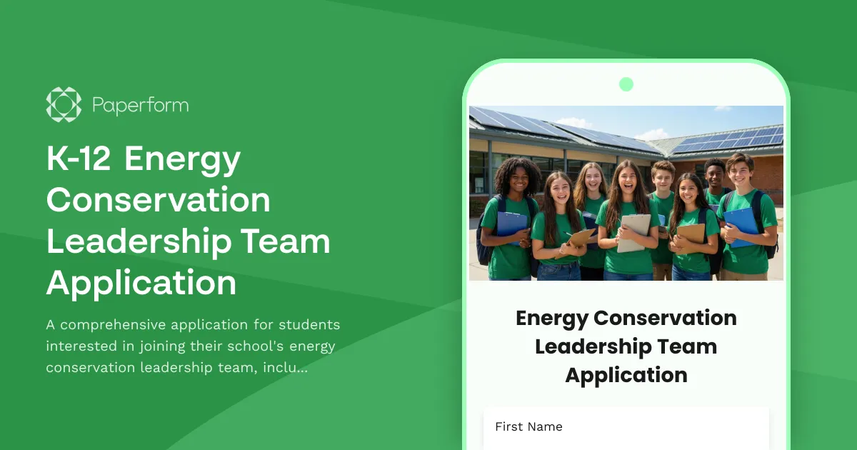 K-12 Energy Conservation Leadership Team Application