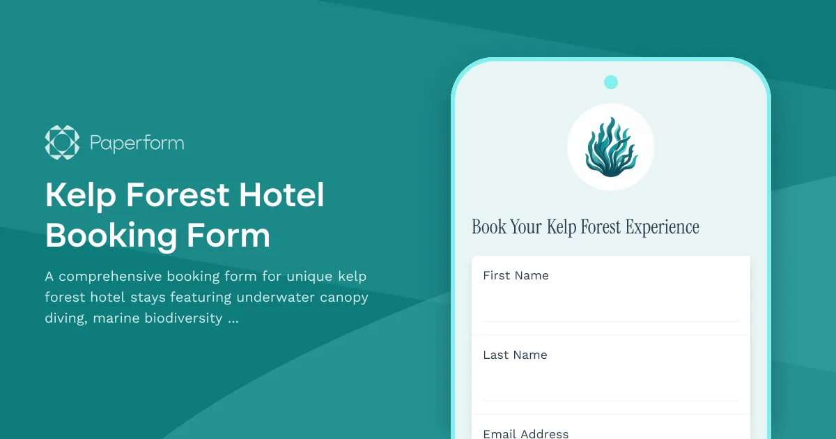 Kelp Forest Hotel Booking Form