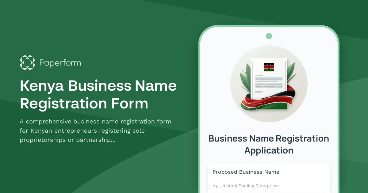 Kenya Business Name Registration Form