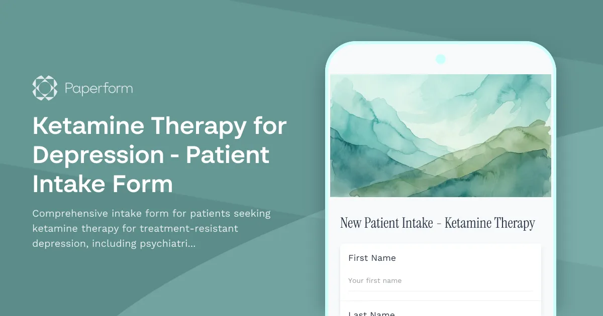 Ketamine Therapy for Depression - Patient Intake Form