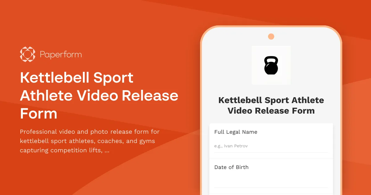 Kettlebell Sport Athlete Video Release Form