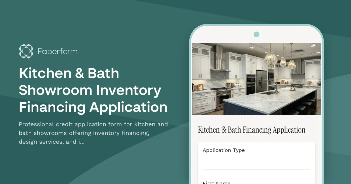 Kitchen & Bath Showroom Inventory Financing Application