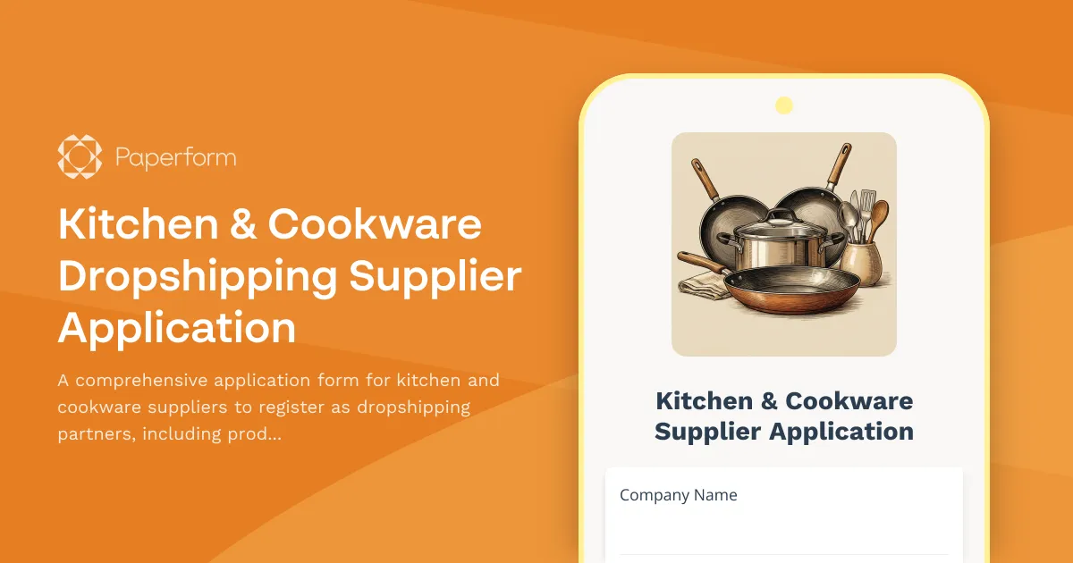 Kitchen & Cookware Dropshipping Supplier Application