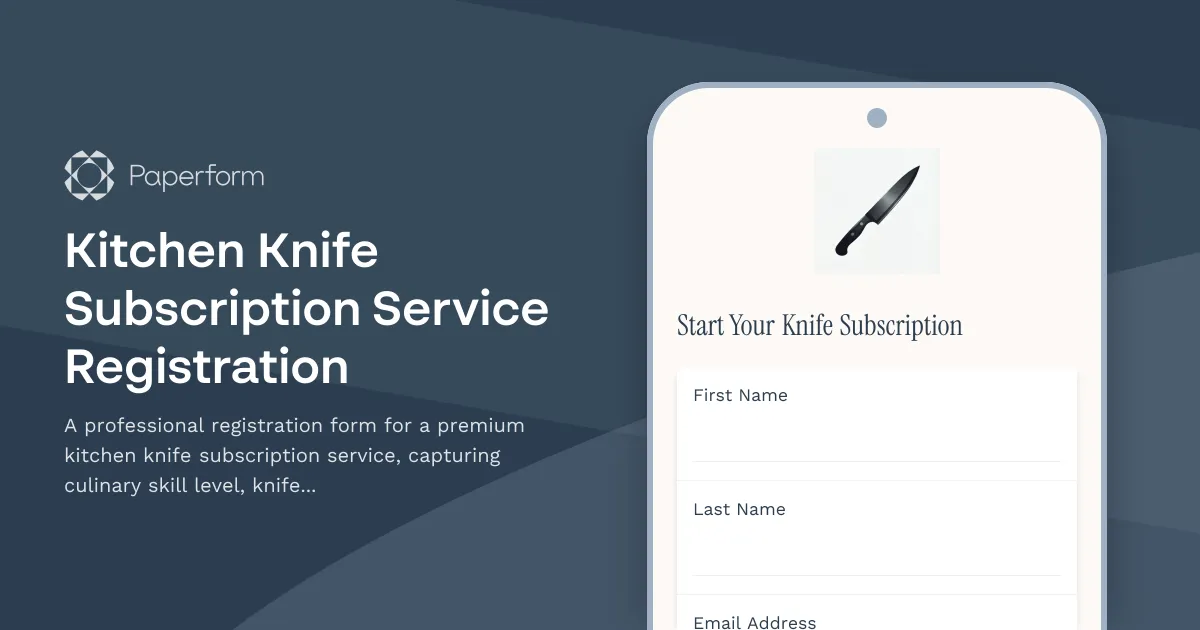 Kitchen Knife Subscription Service Registration
