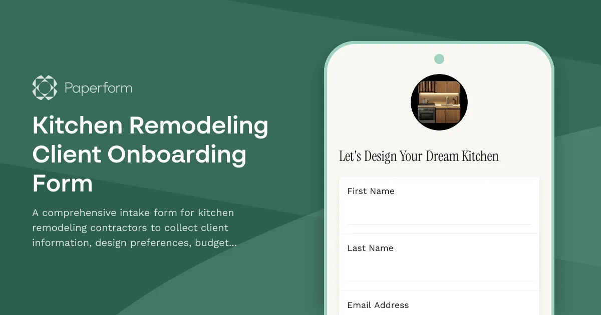 Kitchen Remodeling Client Onboarding Form