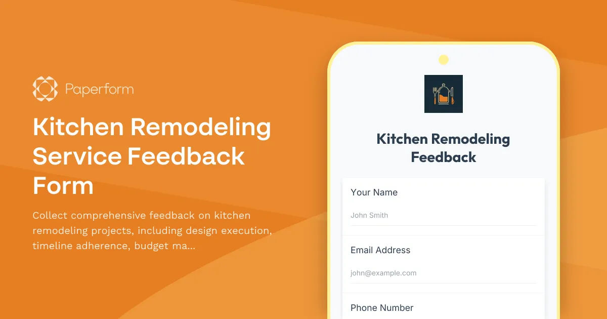 Kitchen Remodeling Service Feedback Form