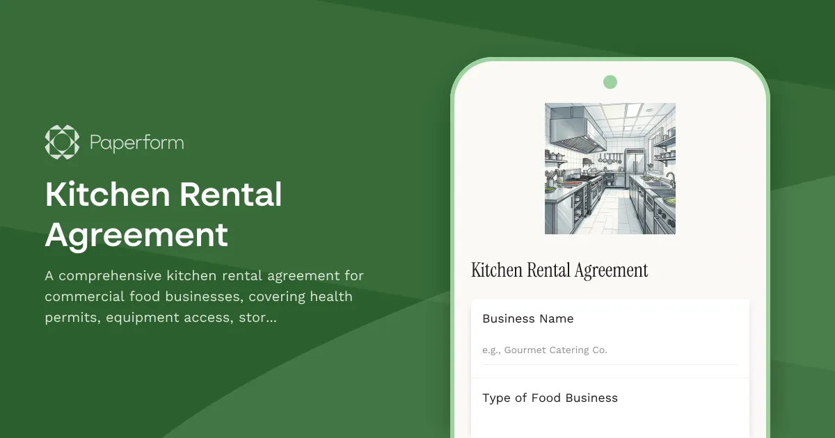 Kitchen Rental Agreement