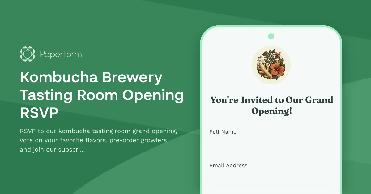 Kombucha Brewery Tasting Room Opening RSVP