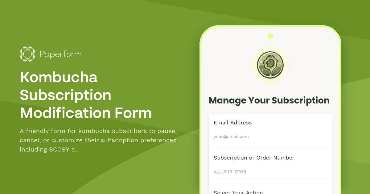 Kombucha Subscription Modification Form