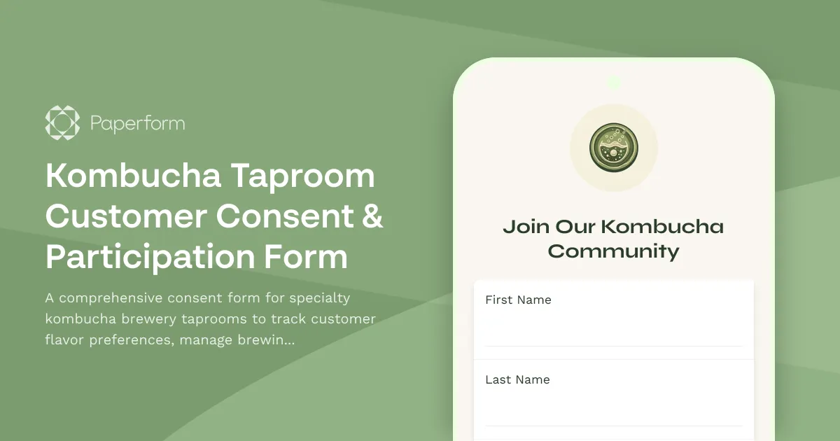 Kombucha Taproom Customer Consent & Participation Form