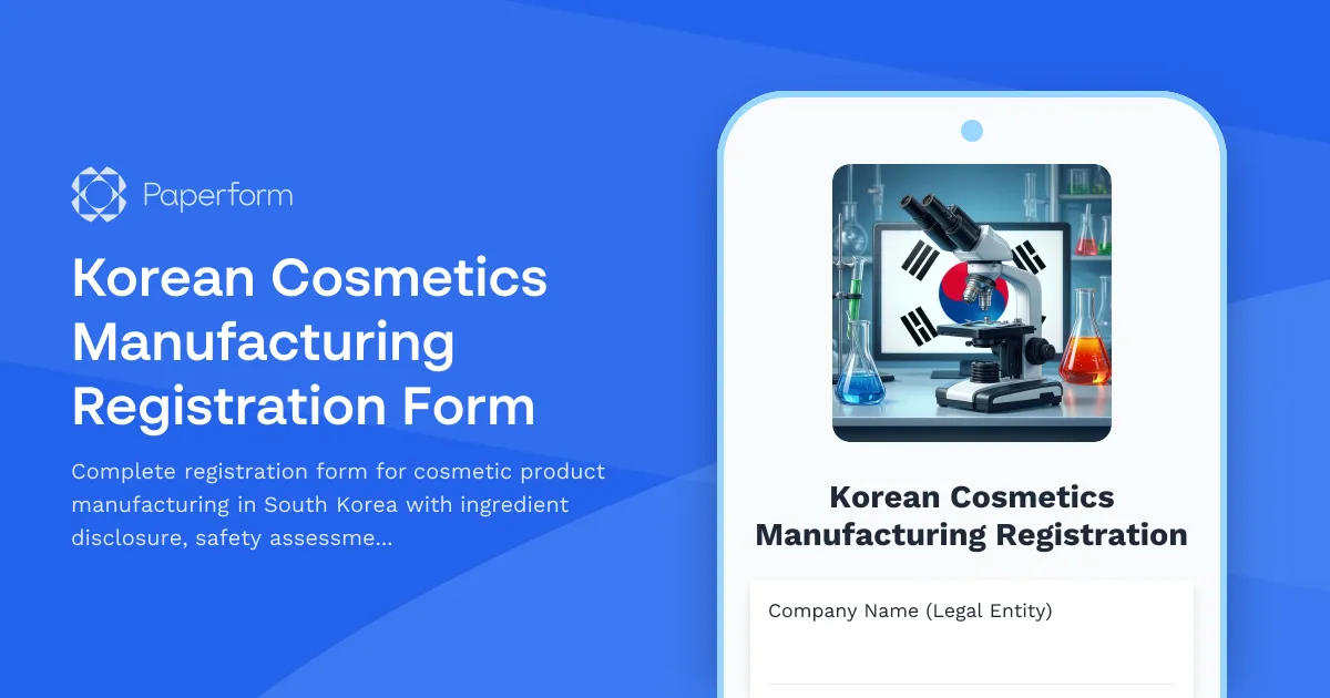 Korean Cosmetics Manufacturing Registration Form