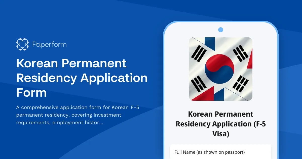 Korean Permanent Residency Application Form