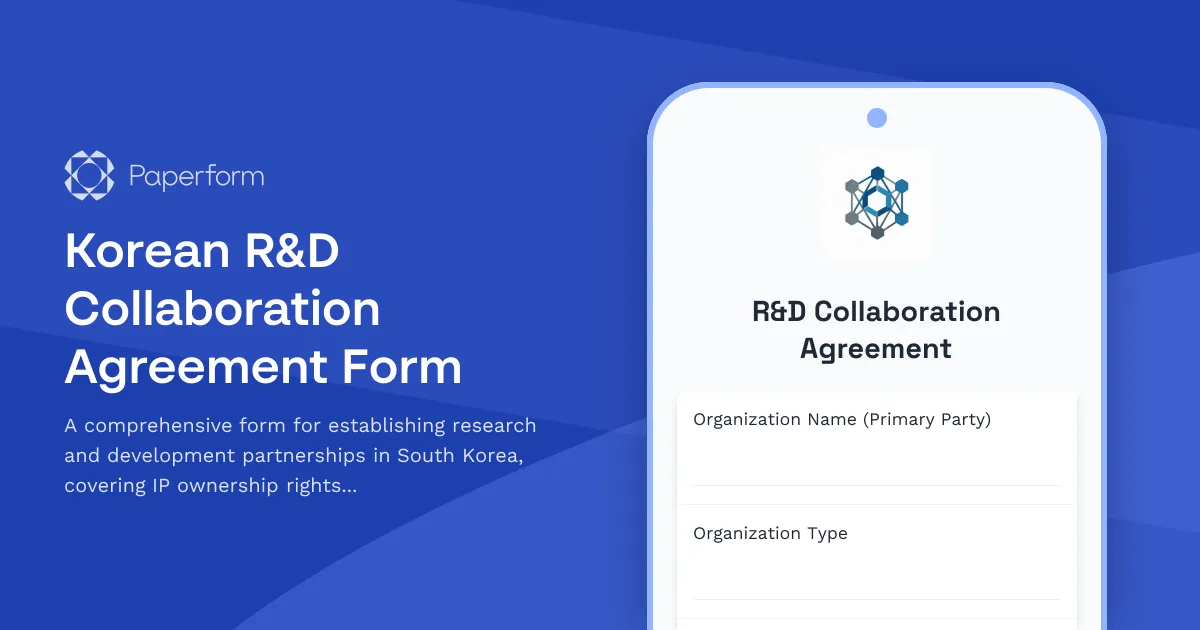 Korean R&D Collaboration Agreement Form