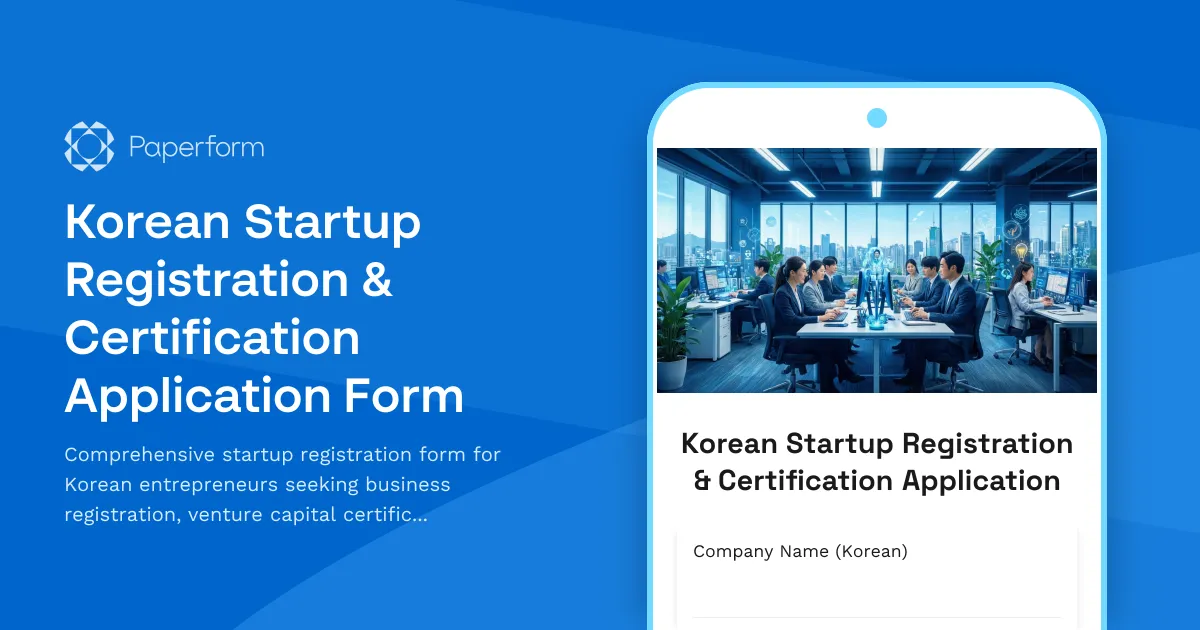 Korean Startup Registration & Certification Application Form
