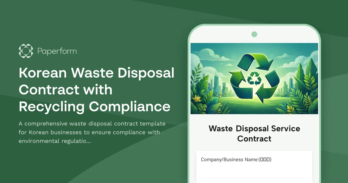 Korean Waste Disposal Contract with Recycling Compliance