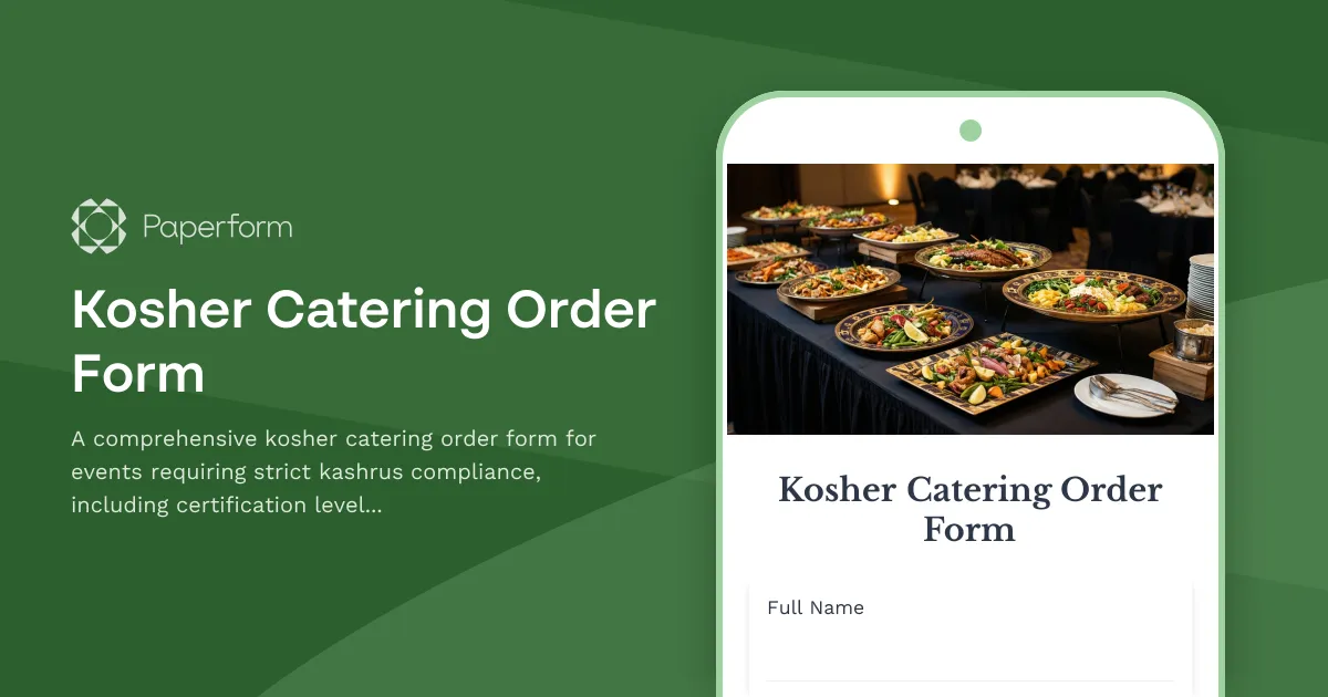 Kosher Catering Order Form