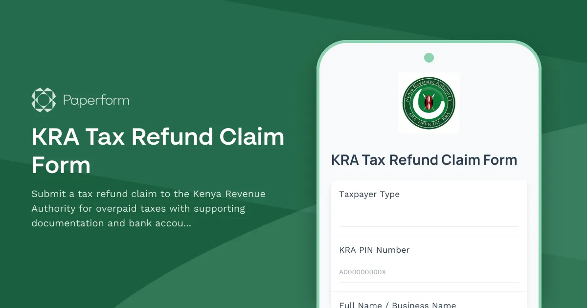 KRA Tax Refund Claim Form