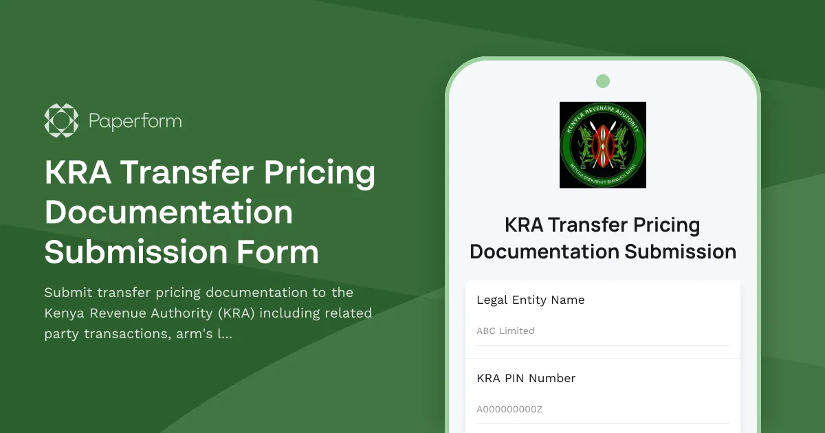 KRA Transfer Pricing Documentation Submission Form