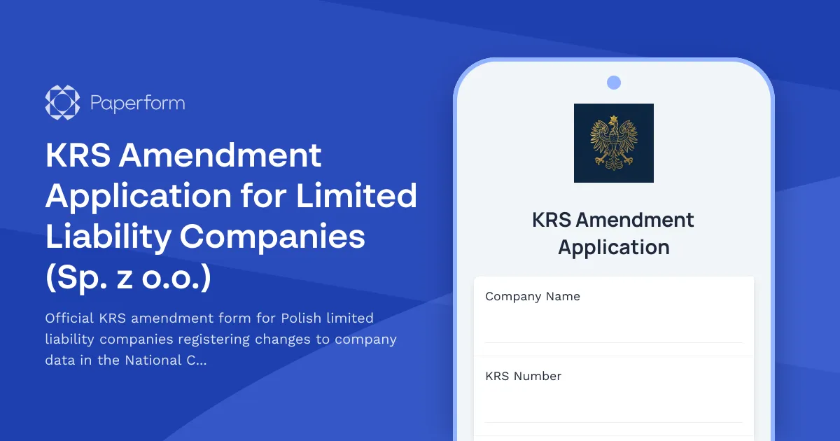 KRS Amendment Application for Limited Liability Companies (Sp. z o.o.)