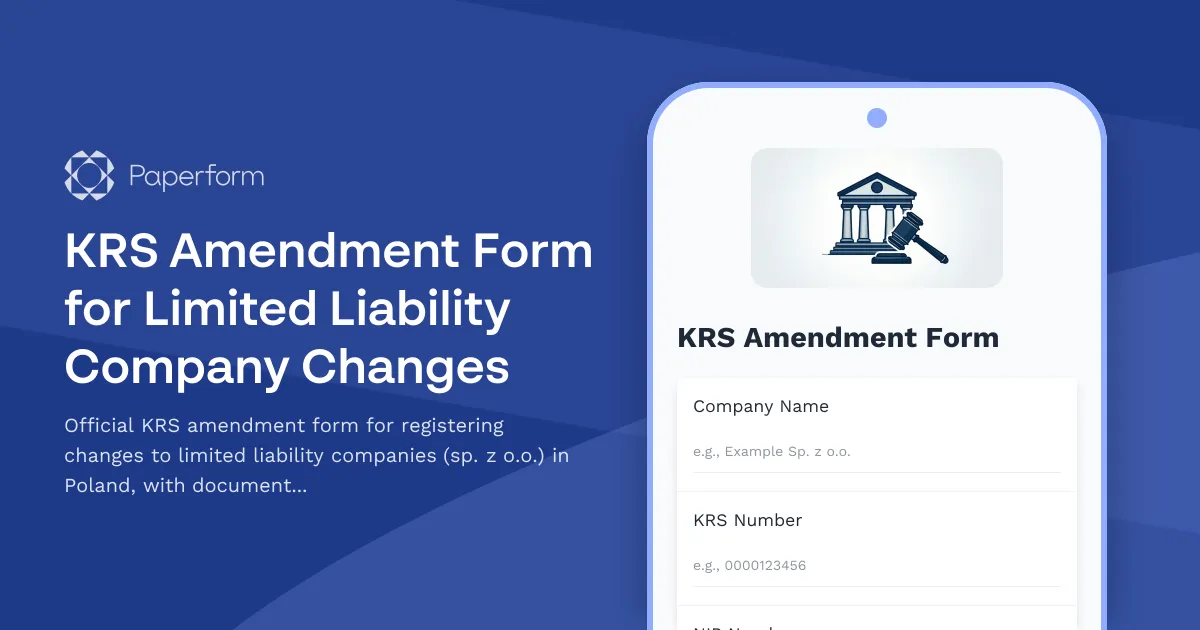 KRS Amendment Form for Limited Liability Company Changes