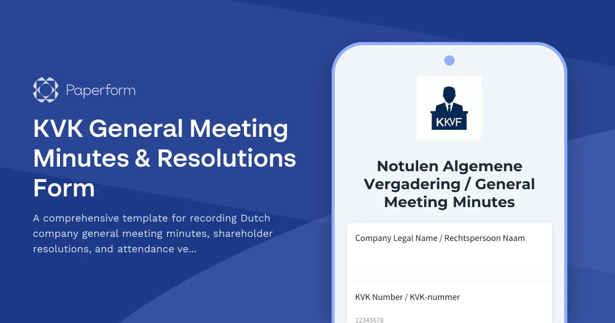 KVK General Meeting Minutes & Resolutions Form