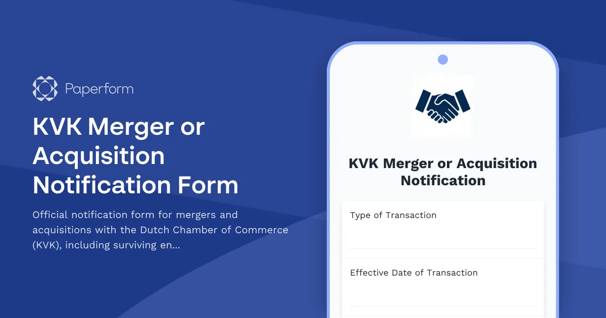 KVK Merger or Acquisition Notification Form