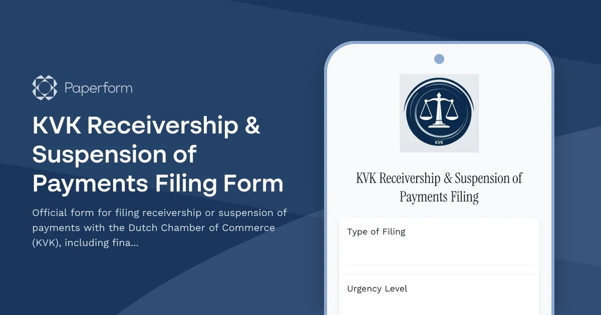 KVK Receivership & Suspension of Payments Filing Form