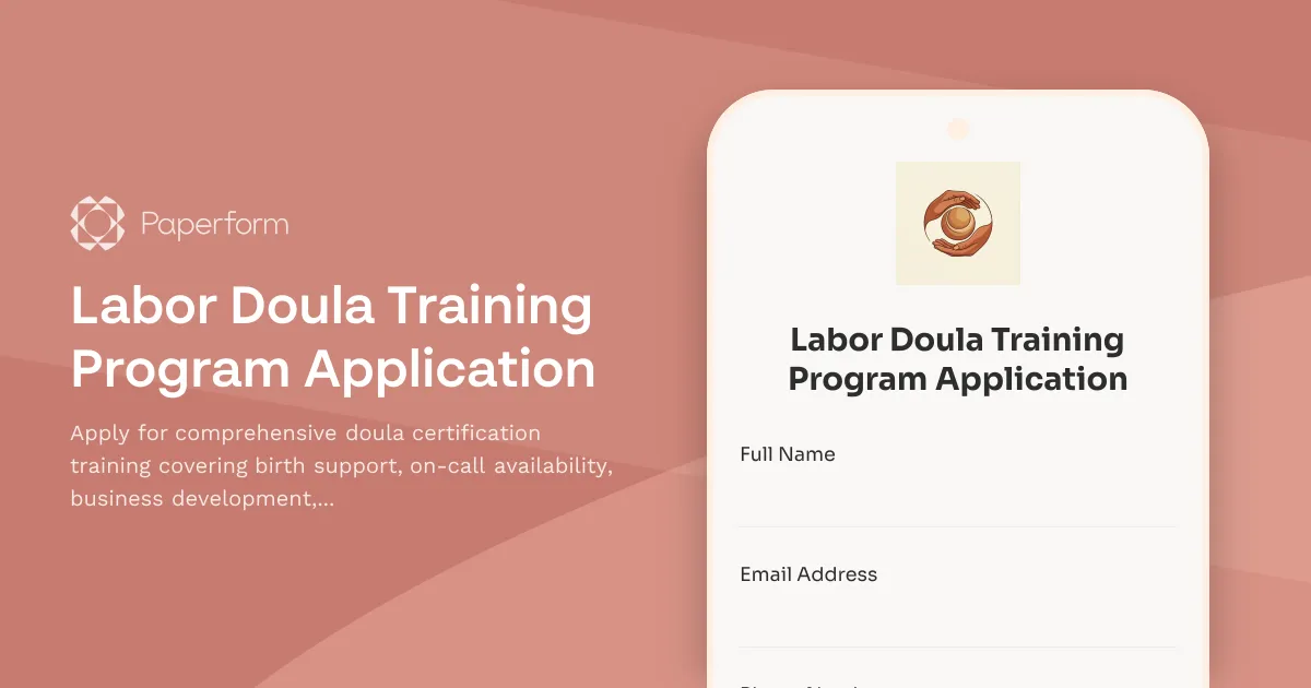 Labor Doula Training Program Application