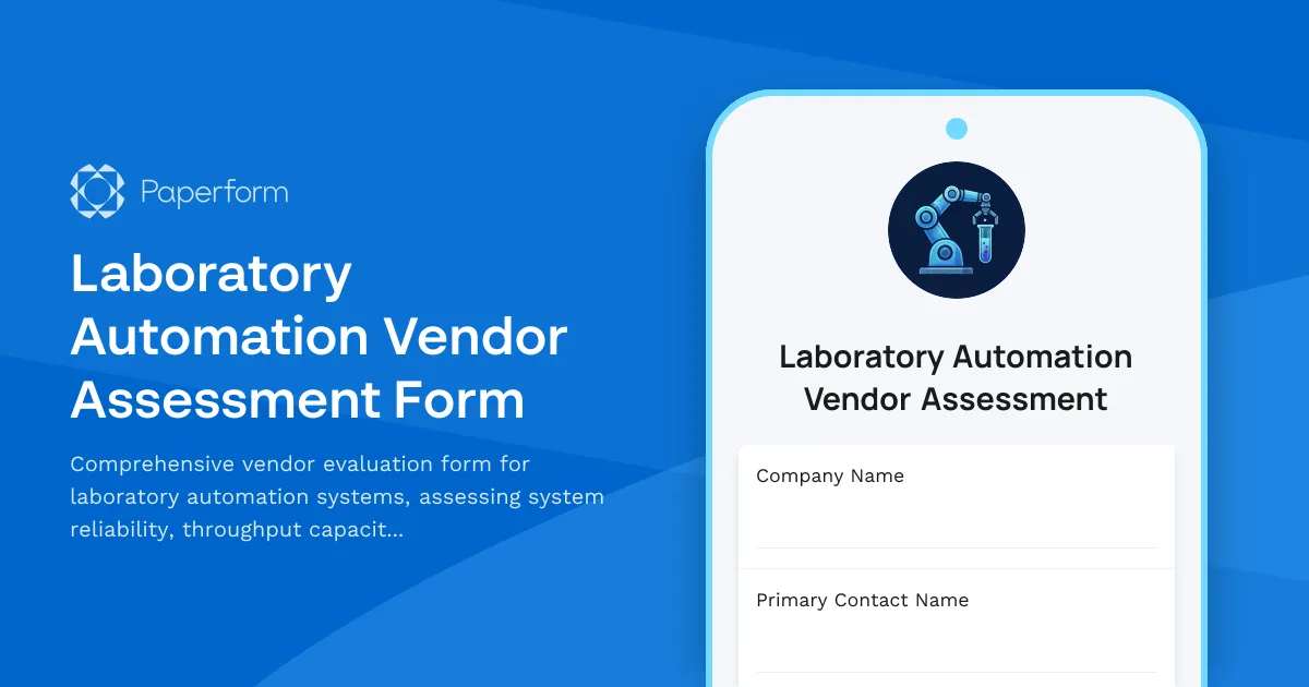 Laboratory Automation Vendor Assessment Form