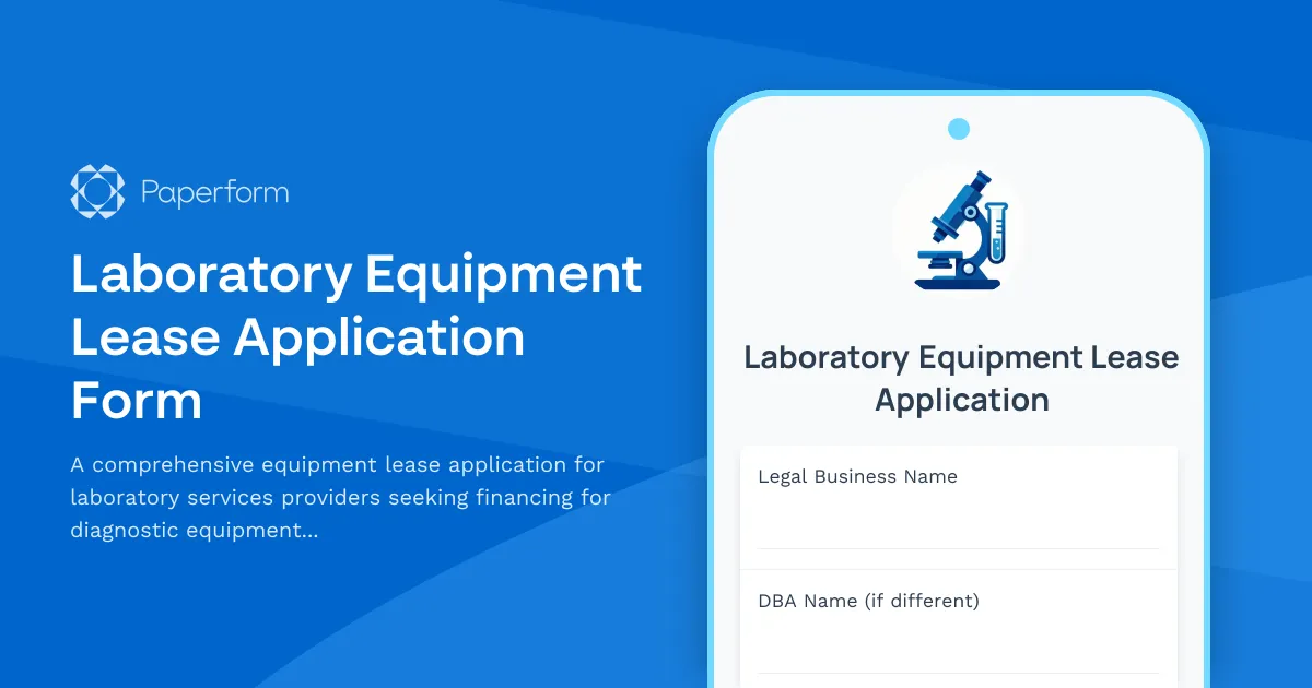 Laboratory Equipment Lease Application Form