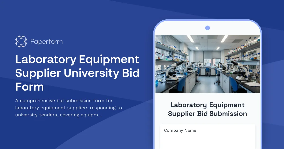 Laboratory Equipment Supplier University Bid Form