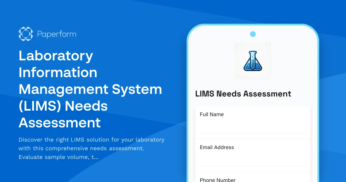 Laboratory Information Management System (LIMS) Needs Assessment