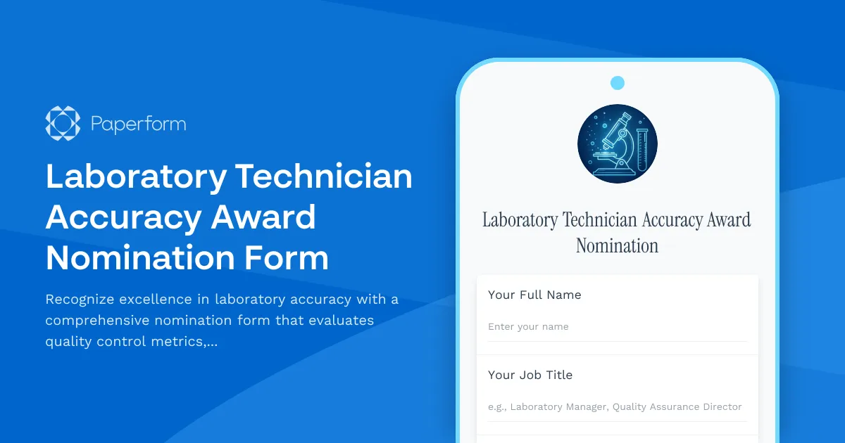 Laboratory Technician Accuracy Award Nomination Form