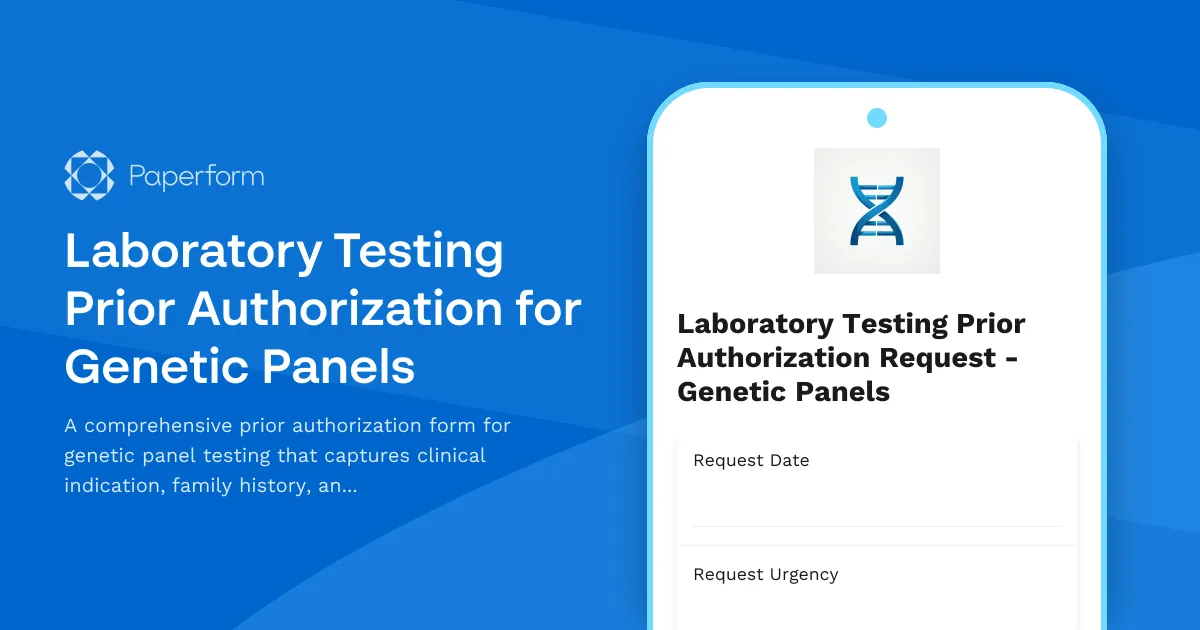 Laboratory Testing Prior Authorization for Genetic Panels