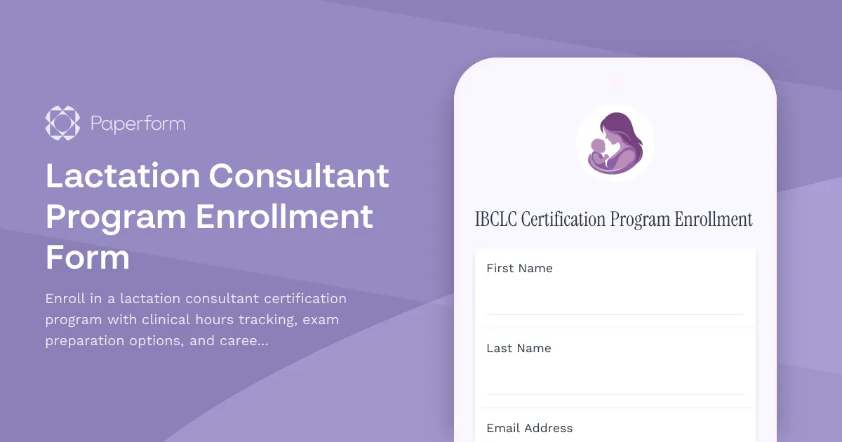 Lactation Consultant Program Enrollment Form