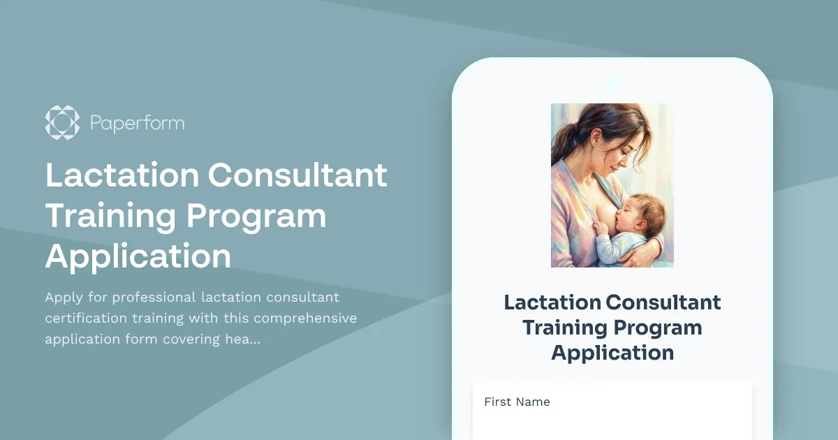 Lactation Consultant Training Program Application