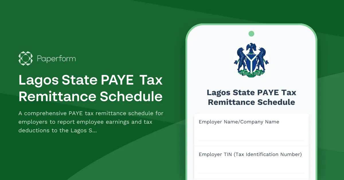 Lagos State PAYE Tax Remittance Schedule