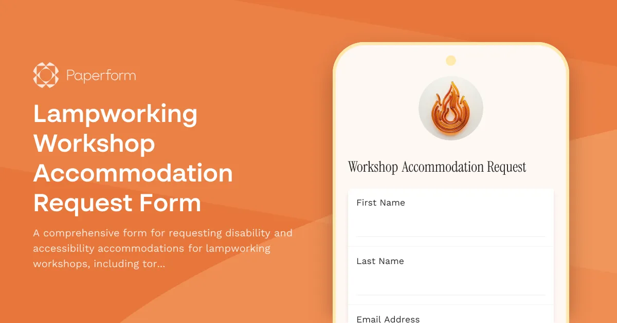 Lampworking Workshop Accommodation Request Form