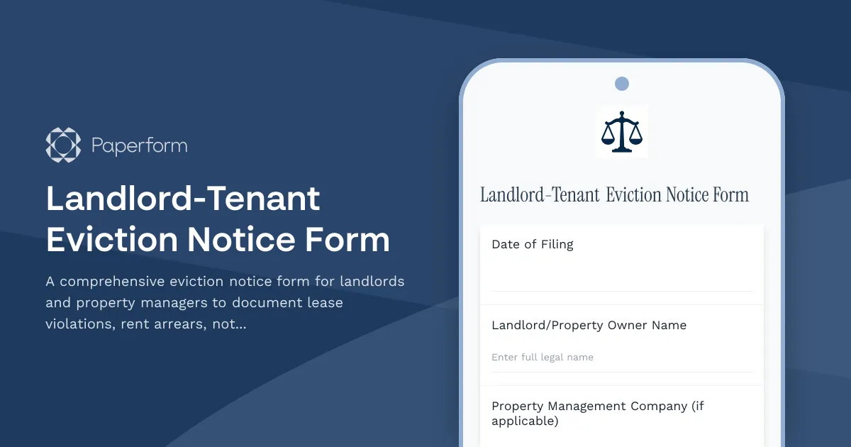 Landlord-Tenant Eviction Notice Form