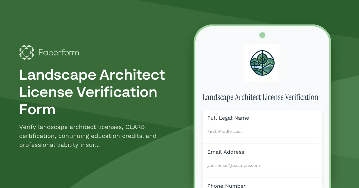 Landscape Architect License Verification Form