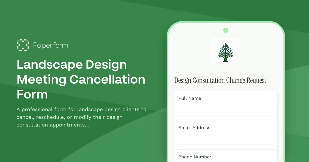 Landscape Design Meeting Cancellation Form