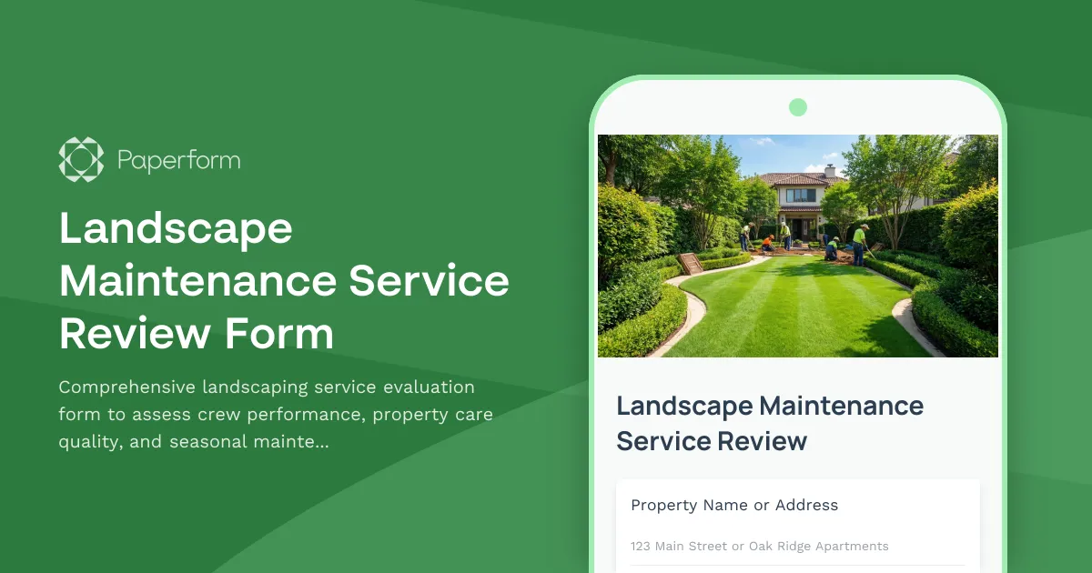 Landscape Maintenance Service Review Form