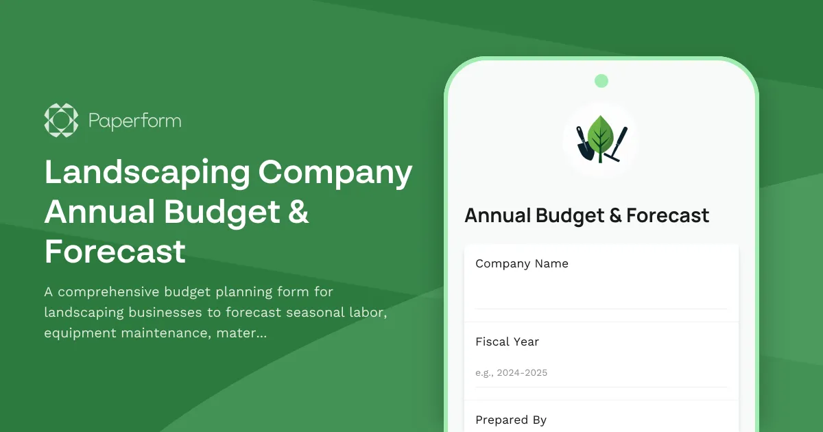 Landscaping Company Annual Budget & Forecast