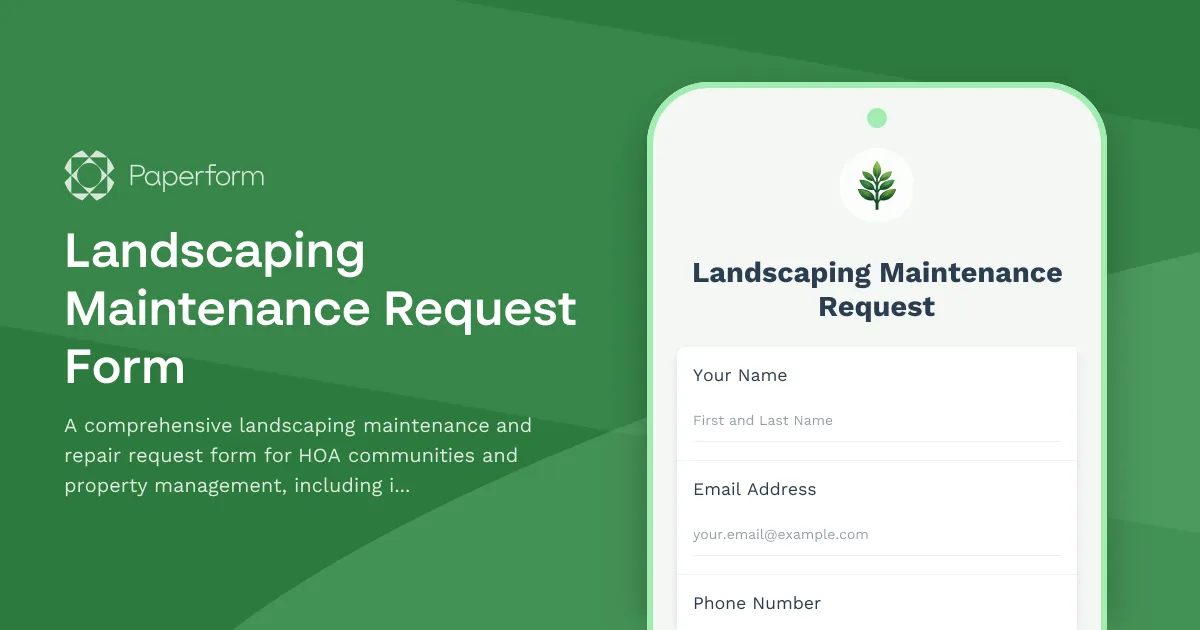 Landscaping Maintenance Request Form