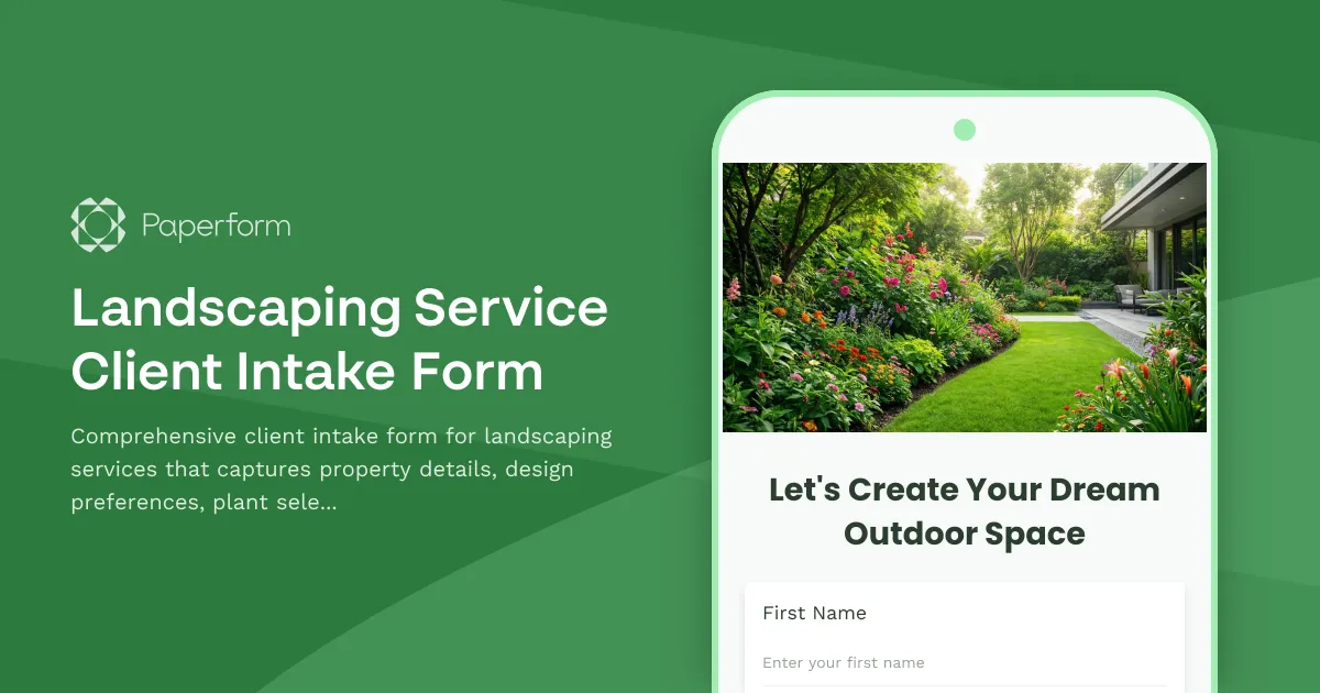 Landscaping Service Client Intake Form
